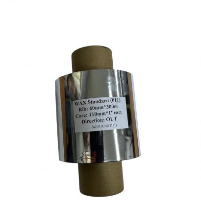 Красящая лента риббон WAX Standard 60мм x 300м втулка 1″x110 мм. Черная